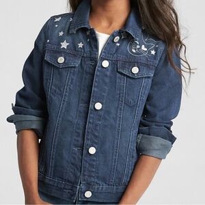Gap Jean Jacket Girls Kids Size Small Blue Denim Cat Star Peace Fast Shipping